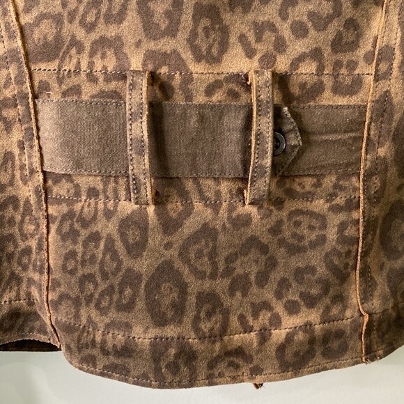 Anthropologie Marrakech Leopard Sherpa Moto Jacket Stretch Baddie Bomber Sheik - Picture 8 of 16